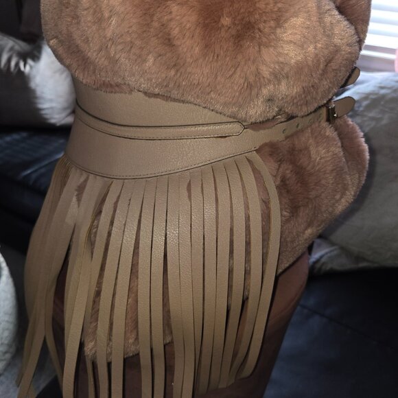 BCBGMax Azria Fringe Contour Waist Belt - Blush Nude Pink Size M - Picture 6 of 13